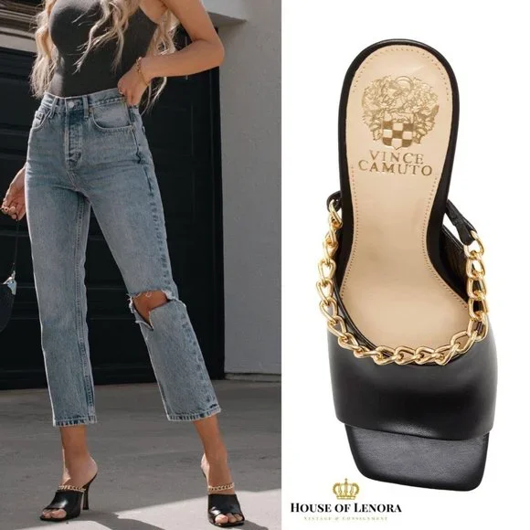 NWOT VINCE CAMUTO Baminie Chain - Embellished Mule - Picture 1 of 12